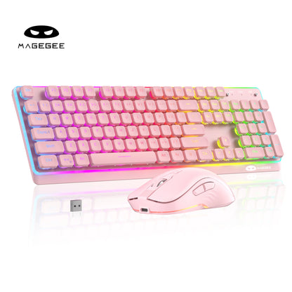 MAGEGEE TS97 Wireless Keyboard & Mouse Combo, RGB Backlit, ABS Shine-Though Keycaps, Silent Typing, Fully Compatible with Win/Macos System for Gaming / Office.