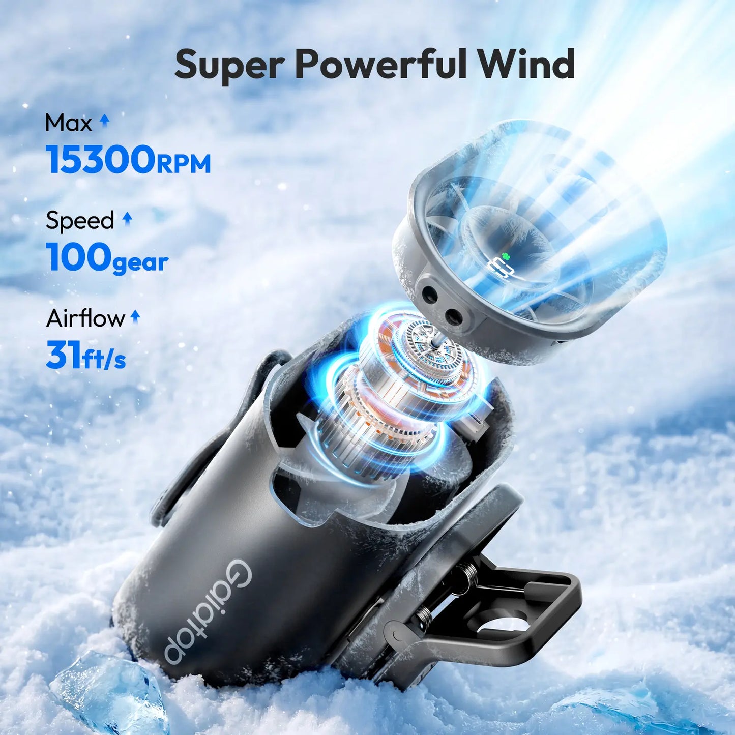 [100 Speed Turbo] GAIATOP Portable Clip-On Fan, 15000RPM Powerful Hands-Free Personal Fan, Practical Outdoor Gift Summerwins