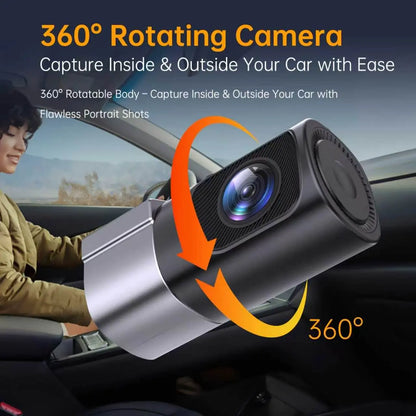 Wired Wifi Dash Cam 1080P HD | 360° Rotatable Mini Car Camera with Night Vision, Loop Recording, 24H Parking Monitor Dvr Card Storage