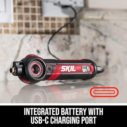 【Father'S Day Gift 】Twist 2.0 Rechargeable 4V Screwdriver with Pivoting Head, Torque Setting, USB-C Charging Cable & 2PC Bit Set