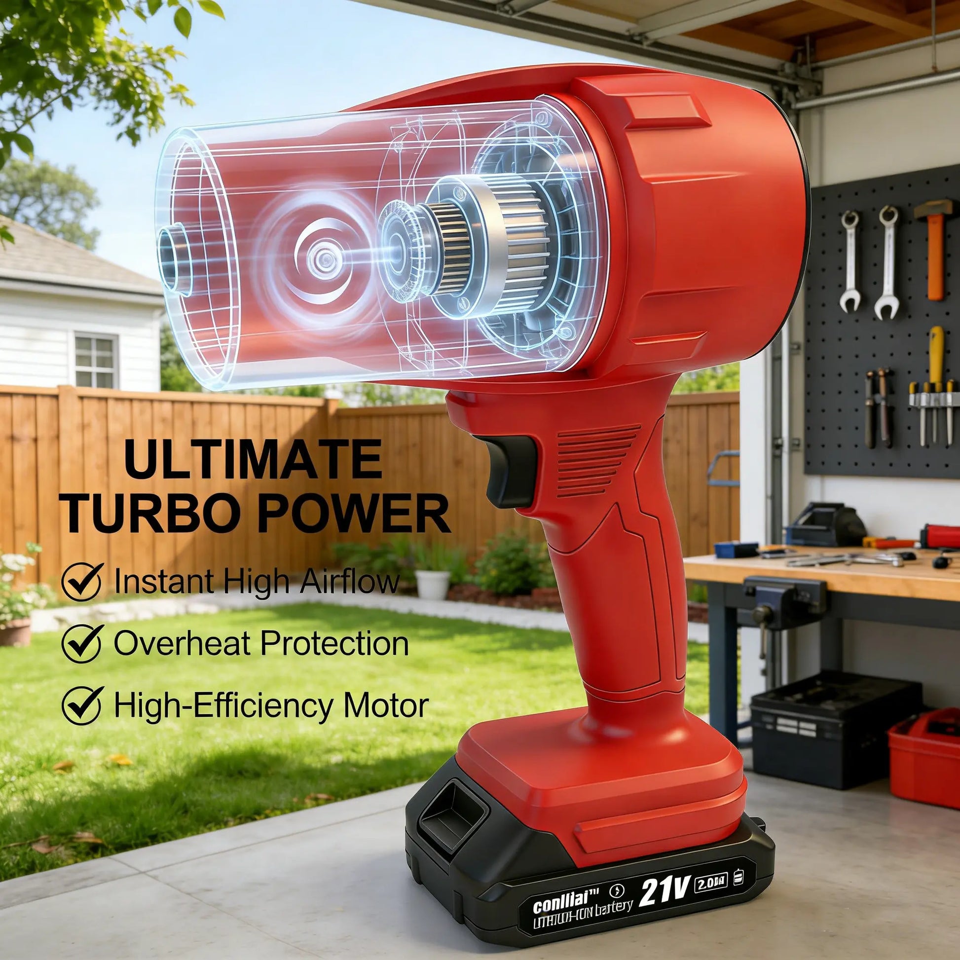 Cordless Turbo Super Power Air Duster 21V Blower One-Touch Clean Cordless & Powerful Handheld Powerfuldryer Aircraft Engine Design Fathersdaygift