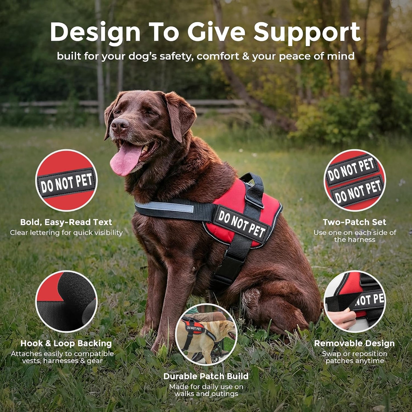 Do Not Pet Patch - Attachable Patches with Hook Backing for Do Not Pet Dog Vest Harness or Collar - Service Dog, Emotional Support, Service Dog in Training, and Therapy Patches