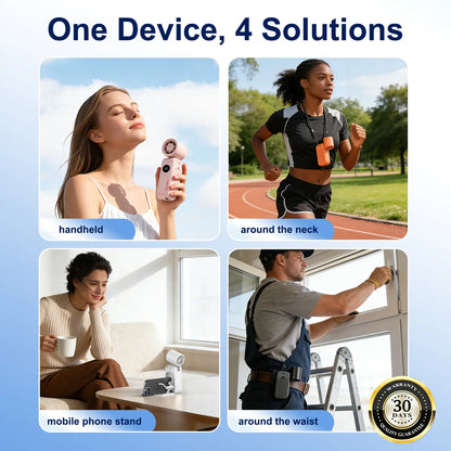 Handheld High Speed Fan 5-In-1 Rechargeable, 199°Adjustable Airflow, USB Cooling, Perfect Fortravel, Office,And Personal Use Protection Dealsforyoudays