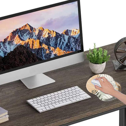 Ergonomic Mouse Pad with Wrist Support, Pain Relief Comfort Wrist Rest Pad with Non-Slip PU Base for Gaming, Home, Office & Travel, Abstract Boho Leaves