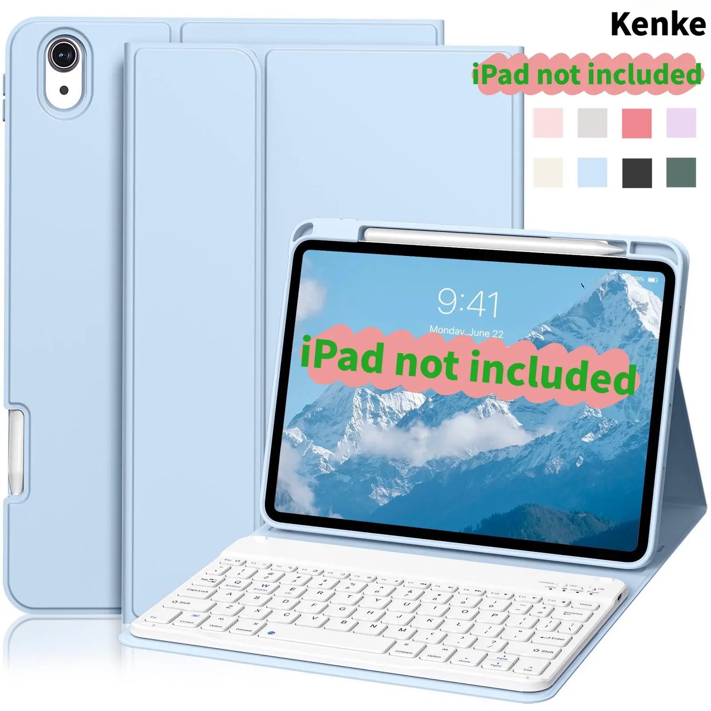 Kenke Ipad Case Keyboard with Magnetic Bluetooth Keyboard, Multi-Angle Stand, Pencil Holder, Full Protection Ipad 10Th Gen Case, A16 Ipad Case, Compatible with Ipad 11Th/10Th Gen, Ipad Air 11/13 Inch, Air 4/5/6/7, Ipad 7/8/9