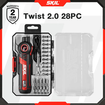 【Father'S Day Gift 】Twist 2.0 Rechargeable 4V Screwdriver with Pivoting Head, Torque Setting, USB-C Charging Cable & 2PC Bit Set