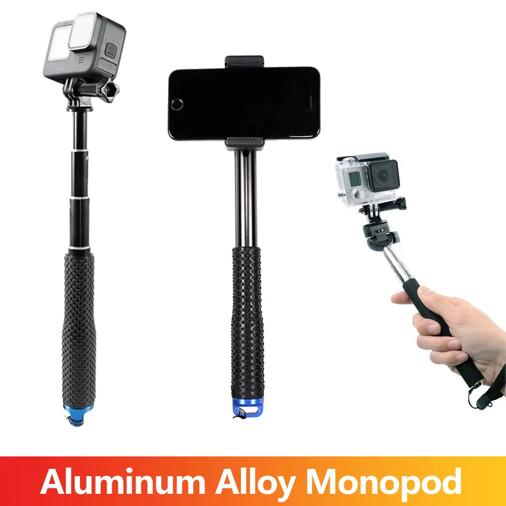 Aluminum Alloy Monopod Selfie Stick Hand Grip Pole for Gopro Hero 13 12 11 10 9 8 7 Insta360 SJCAM AKASO DJI OSMO Action Camera