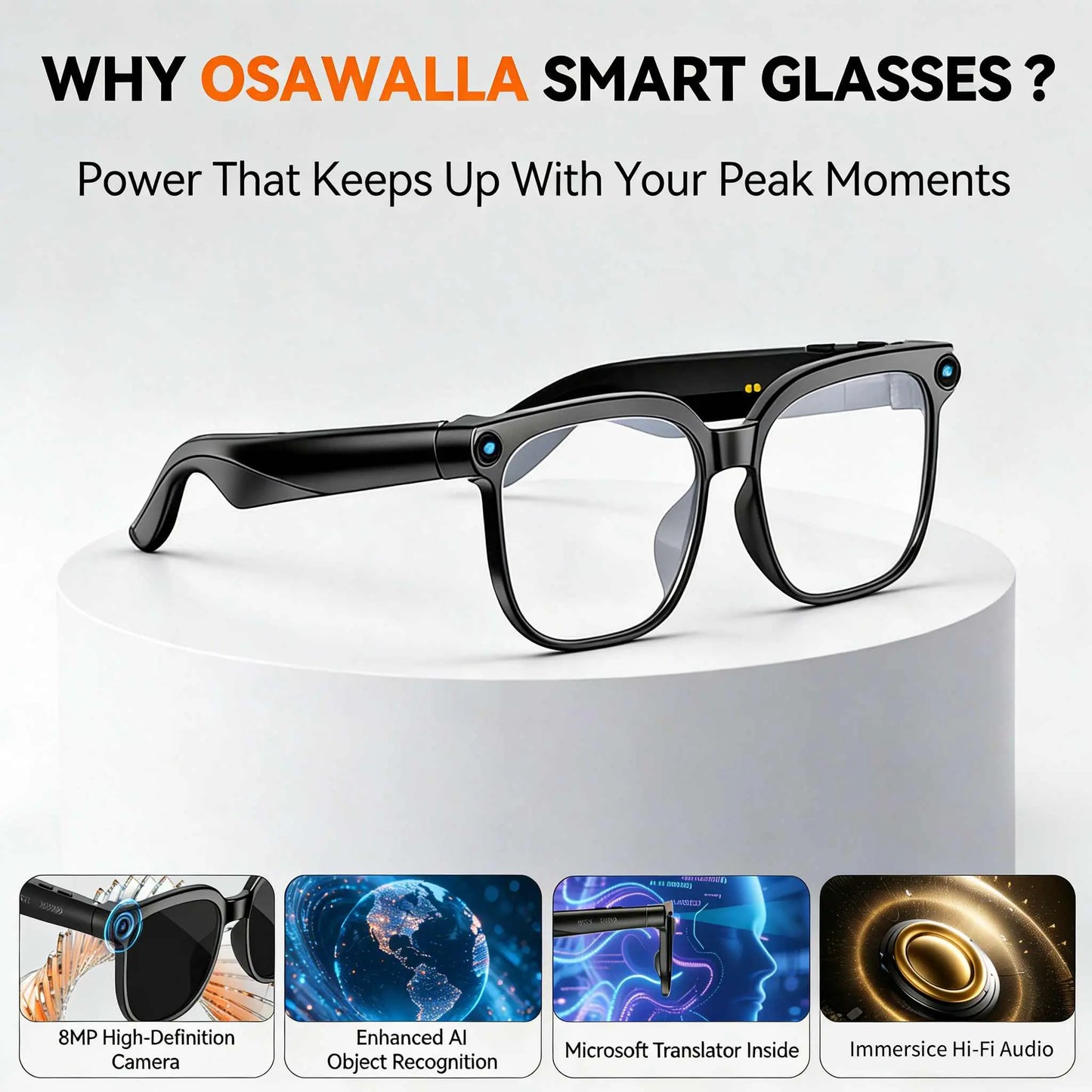 2026 New Smart AI Camera Glasses With8Mp Camera Glasses,1080P Anti-Shake Video Recording,Button Touch Adjustment for Travel Outdoor Adventures Hands-Free Photography 139 Languages Real-Time Translation Bluetooth Wireless Wearable Video Recording