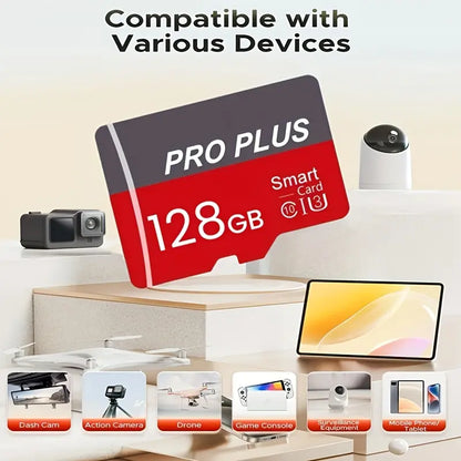 TF Card 128GB with Adapter, High Speed Memory Card, UHS-I C10 A1 Memory TF Card for Tablet/Mobile Phone/Camera/Car Audio/Game Console