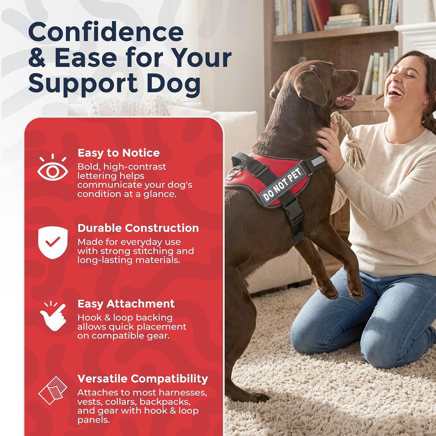 Do Not Pet Patch - Attachable Patches with Hook Backing for Do Not Pet Dog Vest Harness or Collar - Service Dog, Emotional Support, Service Dog in Training, and Therapy Patches