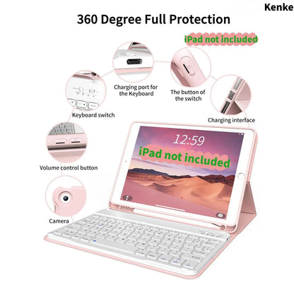 Kenke Ipad Case Keyboard with Magnetic Bluetooth Keyboard, Multi-Angle Stand, Pencil Holder, Full Protection Ipad 10Th Gen Case, A16 Ipad Case, Compatible with Ipad 11Th/10Th Gen, Ipad Air 11/13 Inch, Air 4/5/6/7, Ipad 7/8/9