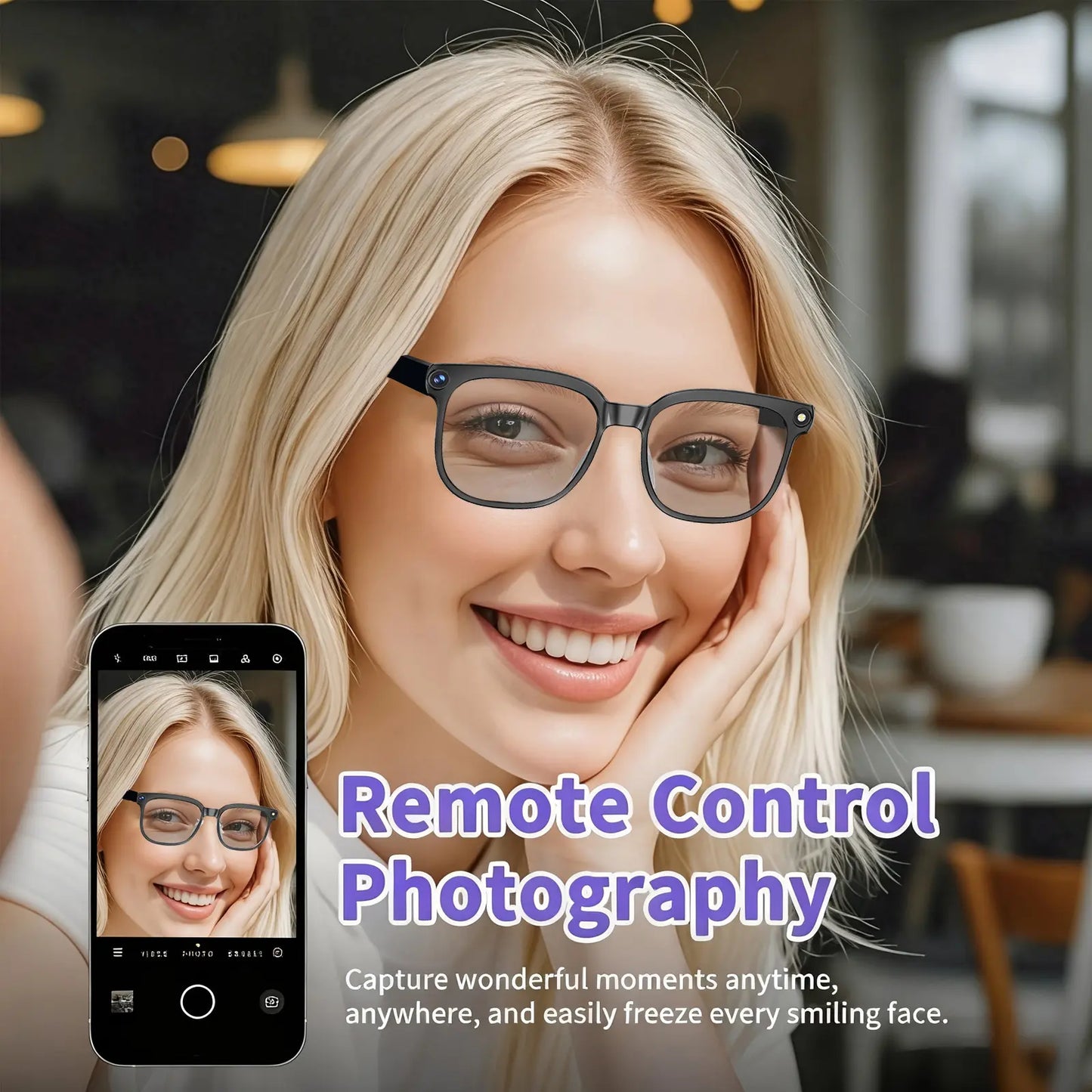 2026 New Smart AI Camera Glasses With8Mp Camera Glasses,1080P Anti-Shake Video Recording,Button Touch Adjustment for Travel Outdoor Adventures Hands-Free Photography 139 Languages Real-Time Translation Bluetooth Wireless Wearable Video Recording