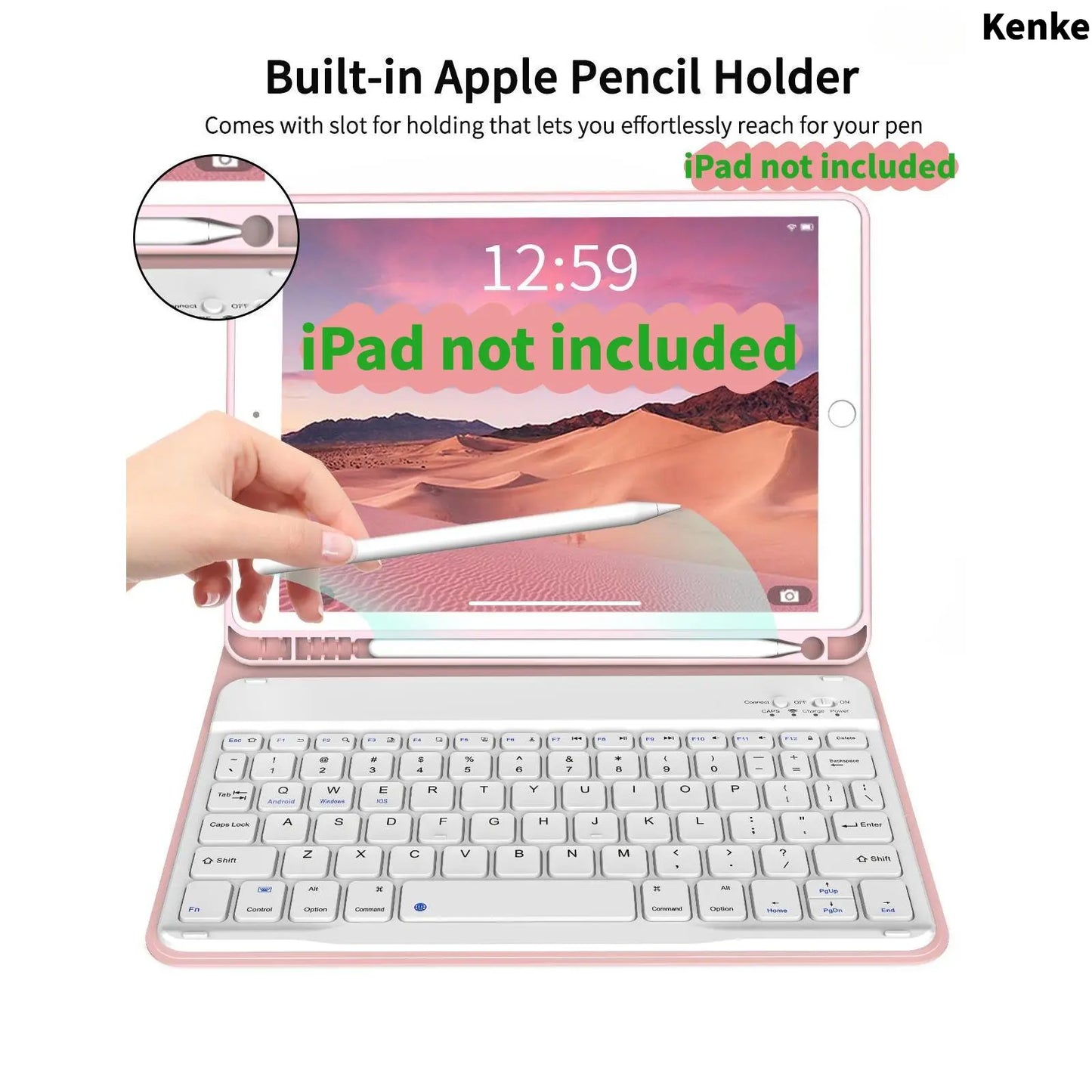 Kenke Ipad Case Keyboard with Magnetic Bluetooth Keyboard, Multi-Angle Stand, Pencil Holder, Full Protection Ipad 10Th Gen Case, A16 Ipad Case, Compatible with Ipad 11Th/10Th Gen, Ipad Air 11/13 Inch, Air 4/5/6/7, Ipad 7/8/9