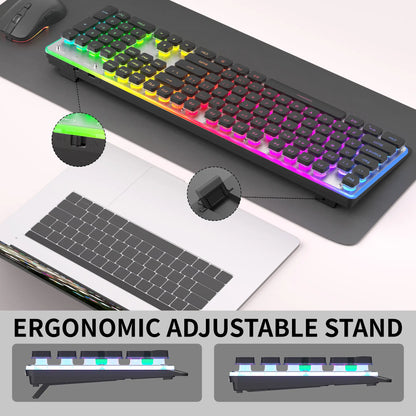 MAGEGEE TS97 Wireless Keyboard & Mouse Combo, RGB Backlit, ABS Shine-Though Keycaps, Silent Typing, Fully Compatible with Win/Macos System for Gaming / Office.