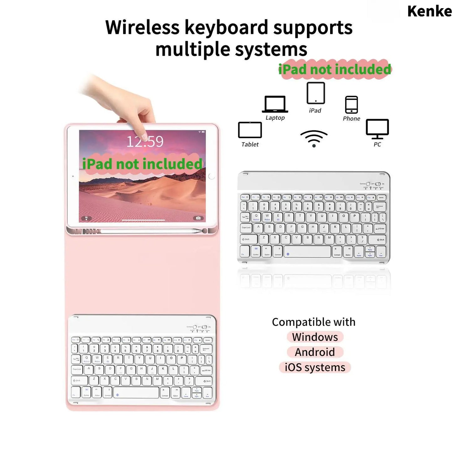 Kenke Ipad Case Keyboard with Magnetic Bluetooth Keyboard, Multi-Angle Stand, Pencil Holder, Full Protection Ipad 10Th Gen Case, A16 Ipad Case, Compatible with Ipad 11Th/10Th Gen, Ipad Air 11/13 Inch, Air 4/5/6/7, Ipad 7/8/9