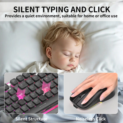 MAGEGEE TS97 Wireless Keyboard & Mouse Combo, RGB Backlit, ABS Shine-Though Keycaps, Silent Typing, Fully Compatible with Win/Macos System for Gaming / Office.