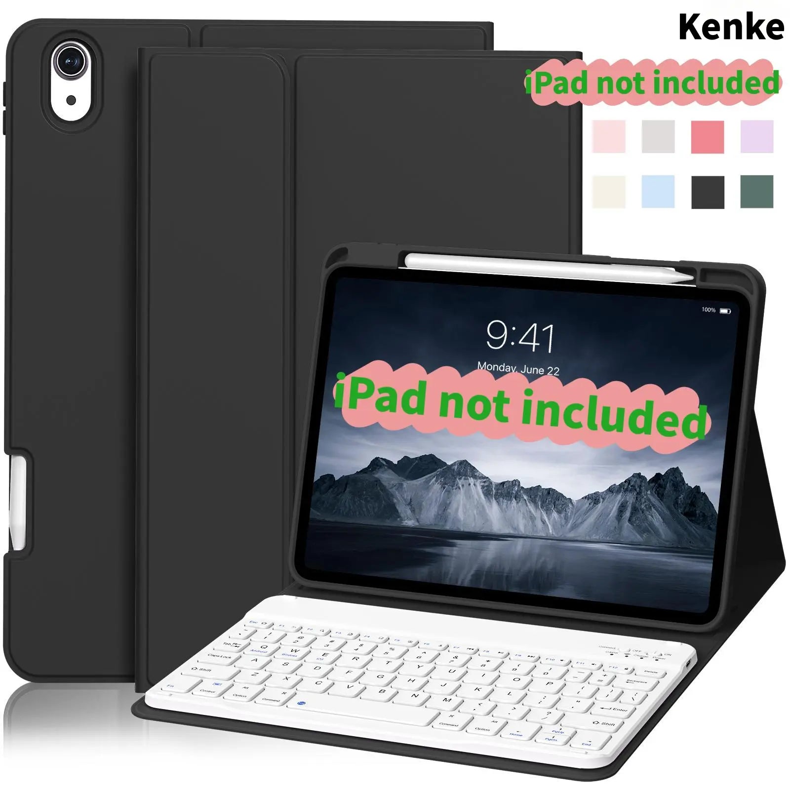 Kenke Ipad Case Keyboard with Magnetic Bluetooth Keyboard, Multi-Angle Stand, Pencil Holder, Full Protection Ipad 10Th Gen Case, A16 Ipad Case, Compatible with Ipad 11Th/10Th Gen, Ipad Air 11/13 Inch, Air 4/5/6/7, Ipad 7/8/9
