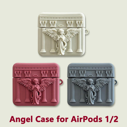 Wireless Earphoncase,Keychain Thick Soft Portable Ring Silicone Shockproof Protective Cover Box Compatible with Apple Airpods 2&1 Case Charge (Angel Grey, Airpods 2&1)