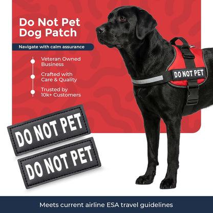 Do Not Pet Patch - Attachable Patches with Hook Backing for Do Not Pet Dog Vest Harness or Collar - Service Dog, Emotional Support, Service Dog in Training, and Therapy Patches