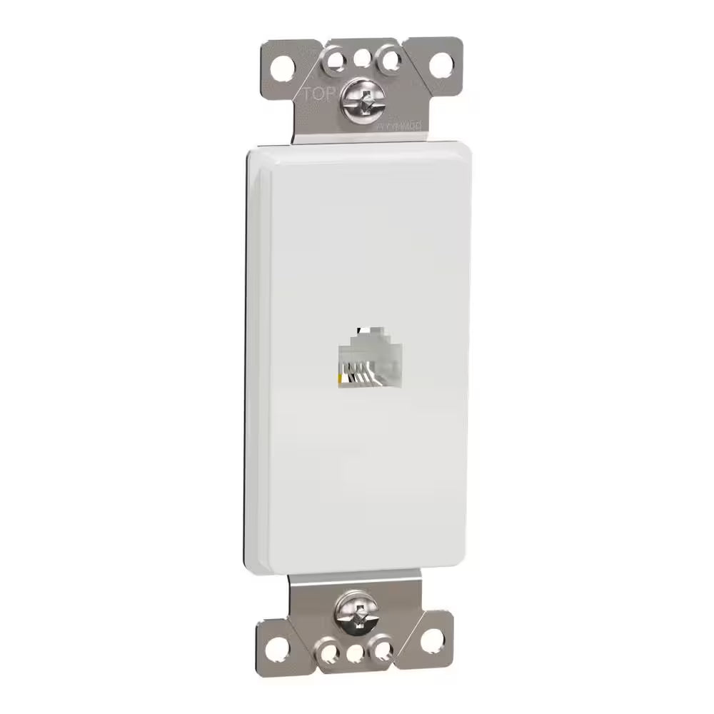 X Series 1-Gang Ethernet Datacom RJ11 4 Conductor Telephone Phone Jack Cable Metal Wall Plate Matte White