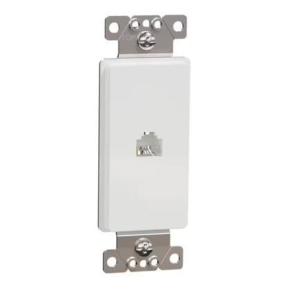 X Series 1-Gang Ethernet Datacom RJ11 4 Conductor Telephone Phone Jack Cable Metal Wall Plate Matte White