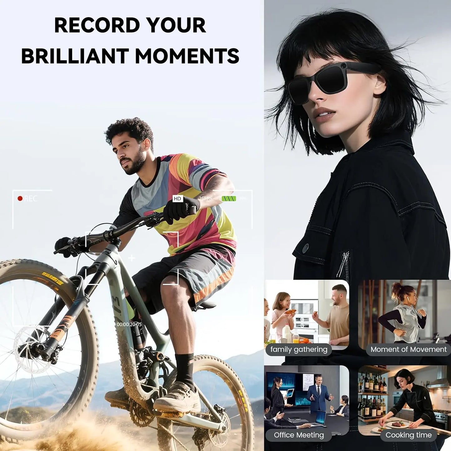 2026 New Smart AI Camera Glasses With8Mp Camera Glasses,1080P Anti-Shake Video Recording,Button Touch Adjustment for Travel Outdoor Adventures Hands-Free Photography 139 Languages Real-Time Translation Bluetooth Wireless Wearable Video Recording