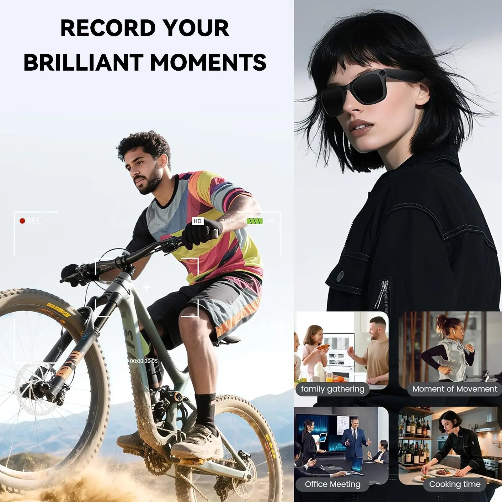 2026 New Smart AI Camera Glasses With8Mp Camera Glasses,1080P Anti-Shake Video Recording,Button Touch Adjustment for Travel Outdoor Adventures Hands-Free Photography 139 Languages Real-Time Translation Bluetooth Wireless Wearable Video Recording